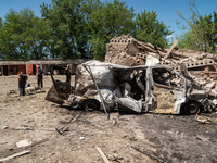 Destroyed van in the courtyard of the local administrative building, hit last night by a Kalibr, a Russian made rocket, in the city center o...