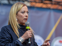The leader of Fratelli d'Italia, Giorgia Meloni in Rieti. 
Meloni in Rieti to conclude the election campaign of the mayoral candidate of the...
