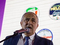 Last meeting of the candidate for mayor of Palermo, of the Center-right, Roberto Lagalla, at the Politeama Multisala in Palermo. Italy, Sici...