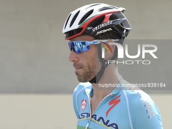 Vincenzo Nibali from Astana Pro Team at the Formula One Yas Marina Circuit, ahead of The Capital second stage of the 2015 Abu Dhabi Tour, th...