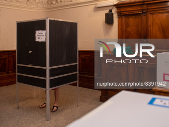 Voting operations at a polling station for municipal elections and to vote on five referendums on justice. In Rieti, Italy, 12 June 2022  (