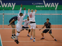 ngapeth and le roux during the european championships man  match between and at palavela on october 09, 2015 in torino, italy.  (