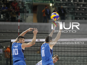 simone buti and filippo lanza during the european championships man  match between italia and estonia at palavela on october 09, 2015 in tor...