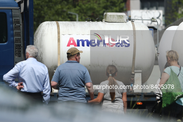 AmeriGas logo is seen on a gas tank transported by truck in Krakow, Poland on June 15, 2022. 