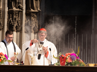 german Cardinal Rainer Maria Woelki holds a mass on Corpus Christi mass in front of Dom Cathedral in Cologne, Germany during the Corpus Chri...