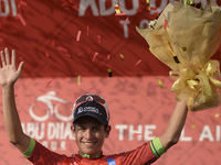 The Colombian rider Esteban Chaves (Orica GreenEDGE) wins Stage 3 - the Al Ain Stage - of the first Abu Dhabi Tour, Al Ain (Al Qattara Souq)...