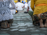 Hindus held a Kuningan Day prayer at the Great Wanakerta Jagatnatha Temple, Palu City, Central Sulawesi Province, Indonesia on June 18, 2022...