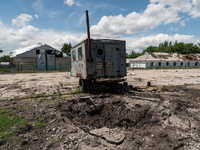 A destroyed farm complex dedicated to the cultivation of grains in the surroundings of the village of Temyrivs'ka, Ukraine, on june 22, 2022...