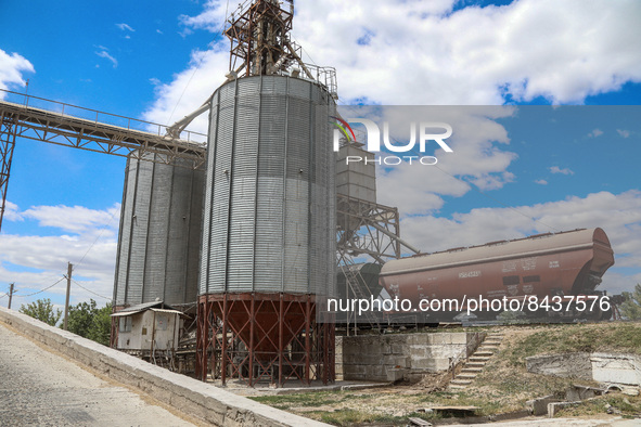 ODESA REGION, UKRAINE - JUNE 22, 2022 - Grain silos are pictured in Odesa Region, southern Ukraine. This photo cannot be distributed in the...