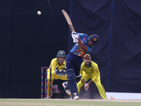 Sri lanka's Dunith wellalage plays a shot during the 5th One Day International match between Sri Lanka and Australia at R. Premadasa Stadium...
