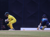 Sri Lanka's  Jeffrey Vandersay is dismissed by Australia's Wicketkeeper Alex Carey during the 5th One Day International match between Sri La...