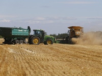 Ukrainian farmers harvest barley fields in Odesa region, Ukraine 22 June 2022. 7 million tonnes of wheat, 14 million tonnes of corn grain, 3...