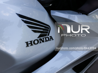 Honda logo is seen on a motorcycle in Krakow, Poland on June 23, 2022. (