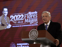 June 24, 2022, Mexico City, Mexico: Mexico's President Andres Manuel Lopez Obrador gestures during his speech in his daily morning briefing...