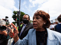Congresswoman Maxine Waters (D-CA) speaks with reporters after a large number of Congresswomen came to the Supreme Court vowing to fight for...