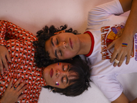 Marcela Trejo, 26, Queer (L) and Alejo Sol, 23, gay (R), pose during a photoshoot on June 23, 2022 in San Salvador, El Salvador. Every month...