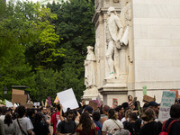 Protestors gather under the Washington Arch to demonstrate against the Supreme Courts decision to overturn Roe V. Wade on Friday June 24, 20...
