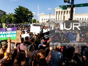 Thousands of people attend a protest for abortion access after the Supreme Court reversed the federal right to abortion decided in Roe v. Wa...
