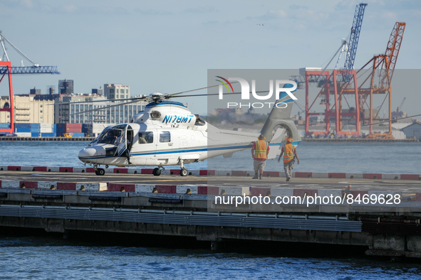 View of aircrafts in the Downtown Manhattan Heliport at Pier 6 in the East River in Lower Manhattan, New York City on June 28, 2022. 

“Stop...