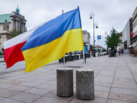 Flags of Ukraine and Poland are seen at Royal Route in Warsaw, Poland on July 2nd. 2022.   (