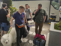 Employees of the Russian Embassy and their families during their departure at Sofia Airport, Bulgaria,  on July 03, 2022. 
Two Russian gove...
