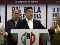 The Lead of the Institutional Revolutionary Party (PRI), Alejandro Moreno Cárdenas in news conference announces a visit to international org...