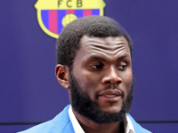 Franck Kessie during his presentation as a new player of FC Barcelona, in Barcelona, on 06th July 2022.  -- (