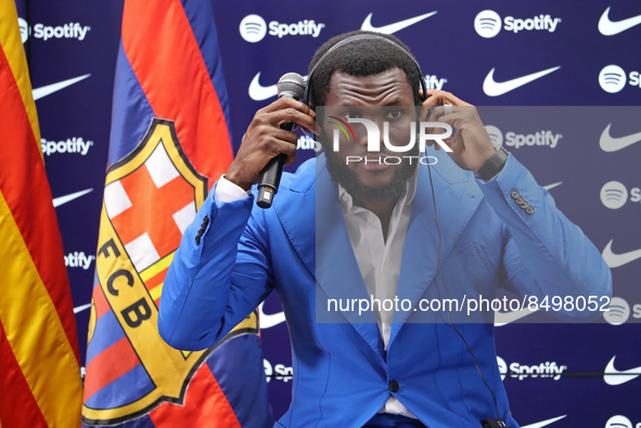 Franck Kessie during his presentation as a new player of FC Barcelona, in Barcelona, on 06th July 2022. 
 -- 
