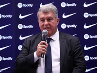 Joan Laporta during the presentation of Frank Kessie as a new player of FC Barcelona, in Barcelona, on 06th July 2022.  -- (