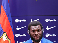 Franck Kessie during his presentation as a new player of FC Barcelona, in Barcelona, on 06th July 2022. 
 -- (