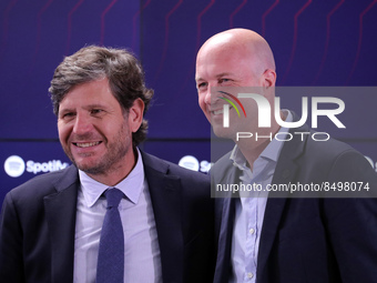 Mateu Alemany and Jordi Cruyff during the presentation of Frank Kessie as a new player of FC Barcelona, in Barcelona, on 06th July 2022. 
 -...
