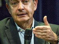 The former President of Spain, Jose Luis Rodriguez Zapatero, dialogues with public in the International University Menendez Pelayo briefings...