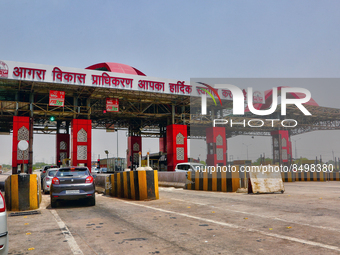 Toll booths along the Yamuna Expressway in Agra, Uttar Pradesh, India, on May 07, 2022. The Yamuna Expressway or Taj Expressway is a 6-lane...