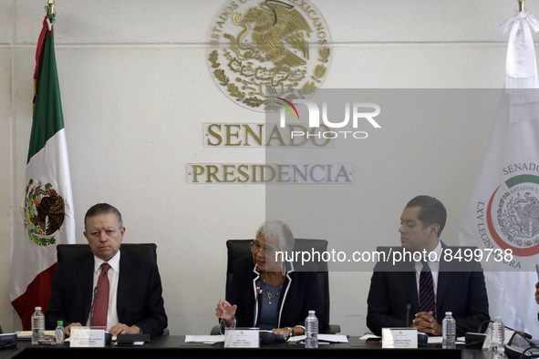 July 6, 2022, Mexico City, Mexico: The president of the Supreme Court of Justice of the Nation, Arturo Zaldivar,  president of the Senate Ol...