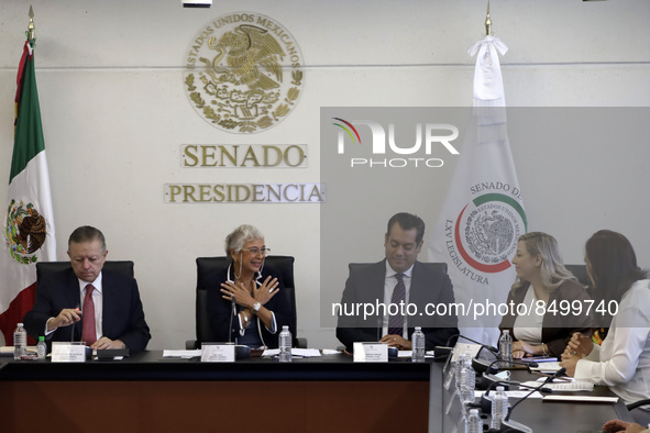 July 6, 2022, Mexico City, Mexico: The president of the Supreme Court of Justice of the Nation, Arturo Zaldivar,  president of the Senate Ol...