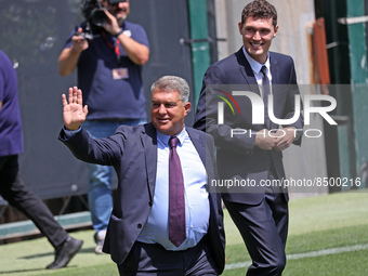 Joan Laporta during the presentation of Andreas Christensen as a new player of FC Barcelona, in Barcelona, on 07th July 2022. 
 -- (