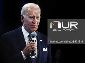 U.S. President Joe Biden is holding a press conference during the NATO Summit at the IFEMA congress centre in Madrid, Spain on June 30, 2022...