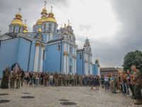 Farewell ceremony for the officer of the 2nd separate mechanized brigade Andriy Verkhoglyad, Kyiv, St. Michael's Cathedral, July 8, 2022.  (