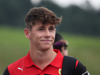 Arthur Leclerc arrives the circuit ahead of the Formula 3 round in Spielberg, Austria on July 7, 2022. (