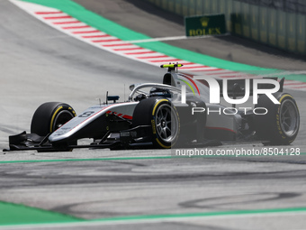 Juri Vips during the Formula 2 practice session in Spielberg, Austria on July 8, 2022. (