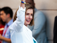House Speaker Nancy Pelosi (D-CA) waves goodbye after speaking at the kick-off rally for the 2022 annual conference of the National Urban Le...