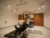 A radiotherapy operation room with a CyberKnife Accuray robot for operations seen during the inauguration of the CTIC (Treatment and Investi...