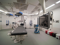 An operation room equipped with an indoor radiology system to optimize medical procedures seen during the inauguration of the CTIC (Treatmen...