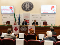 Health Minister Roberto Speranza with   President of the Italian Red Cross, Francesco Rocca at the Ministry of Health presents the social ba...