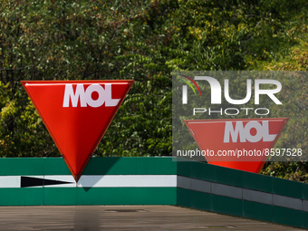 Mol logo is seen on a petrol station in Budapest, Hungary on July 28, 2022. (