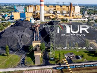A drone view of Enea Power Station in Polaniec on July 28, 2022. Polaniec Power Station is one of the largest plants in Poland, It is a coal...