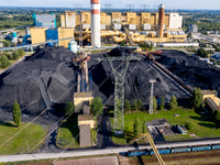 A drone view of Enea Power Station in Polaniec on July 28, 2022. Polaniec Power Station is one of the largest plants in Poland, It is a coal...