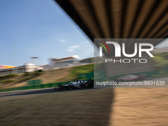 Yuki Tsunoda of Japan and Scuderia AlphaTauri driver goes during the practice session at Hungarian Aramco Formula 1 Grand Prix on July 29, 2...