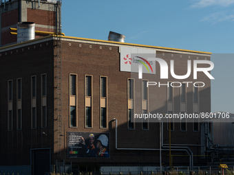Exterior view of the energy company Luminus fossil gas power plant of the type “STEG” (Steam En Gas) in Ghent - Belgium on 29 July 2022. Lum...