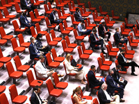 Delegates and officials listen to the Security Council proceedings at the United Nations Headquarters on July 29, 2022 in New York City, USA...